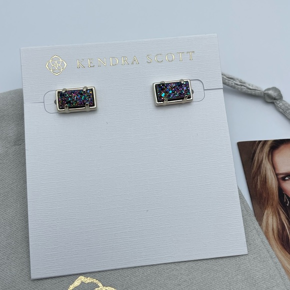 Kendra Scott Paola Gold Earrings with Drusy Stones 🦄 - Picture 4 of 4